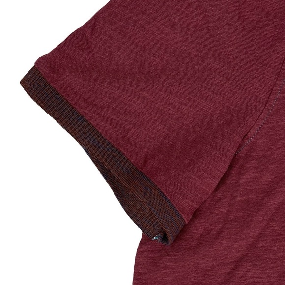 Carbon2Cobalt Triple Texture Polo Mens Large TALL Red Marled Slub Knit Jersey - Picture 3 of 7